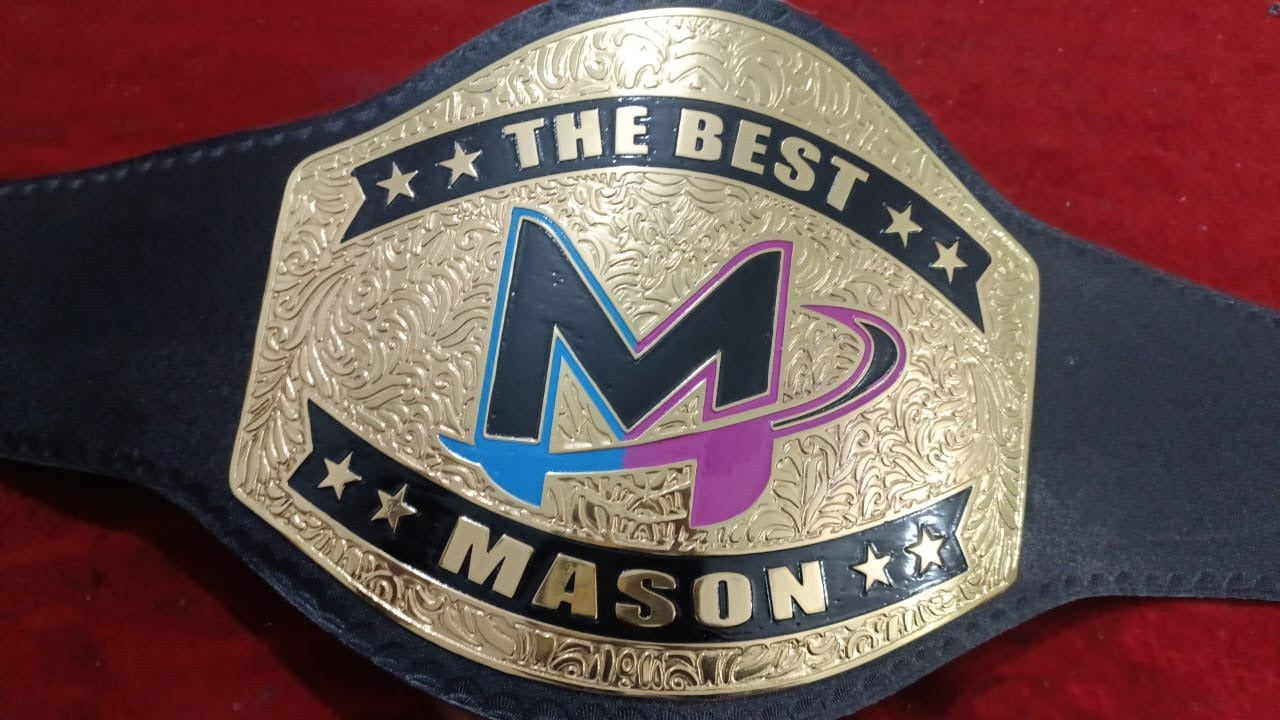Custom Name and Mason Logo Wrestling Championship Belt poshleathers-14b7