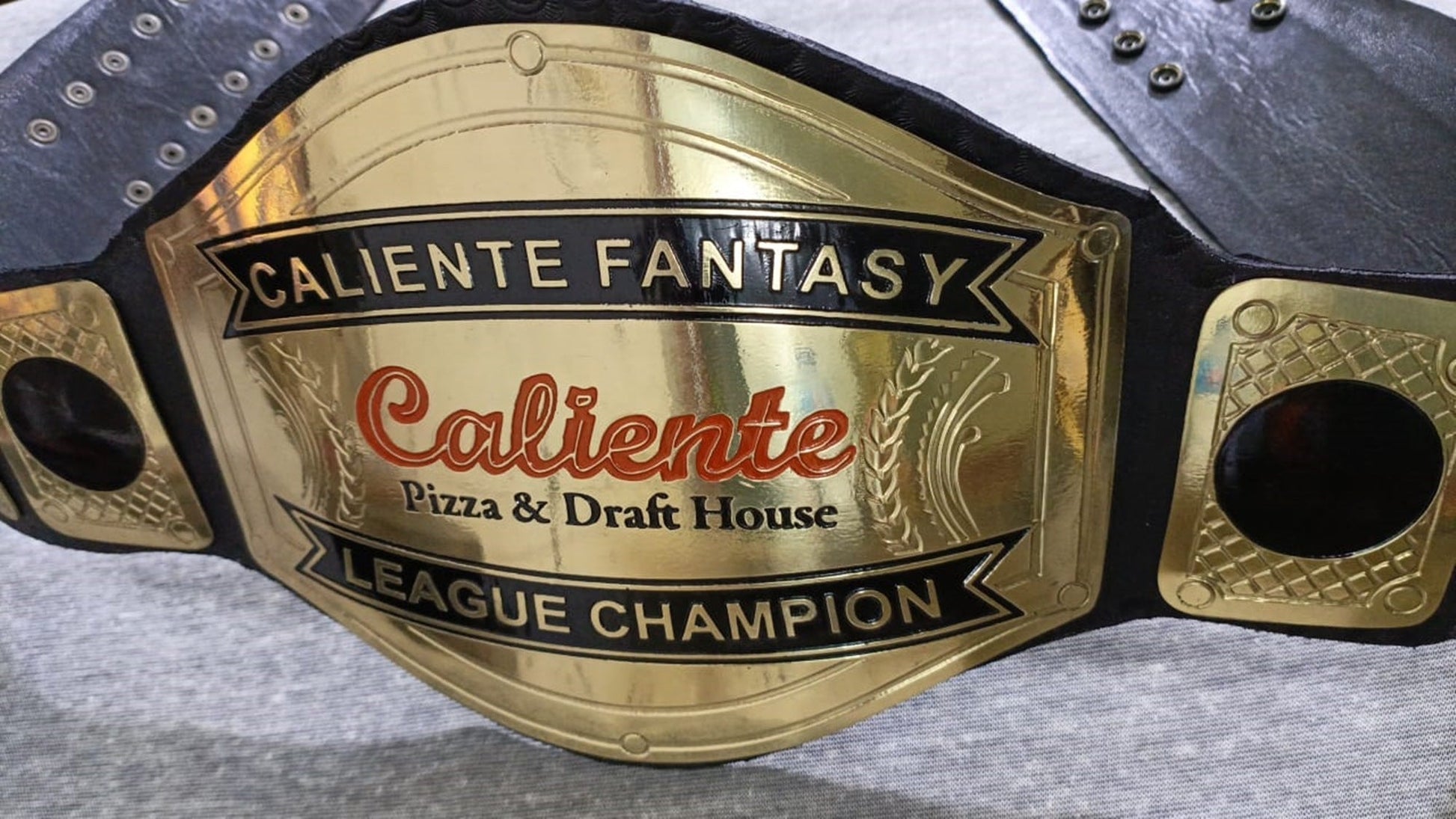 Custom Name and Caliente Logo Wrestling Championship Belt poshleathers-14b7