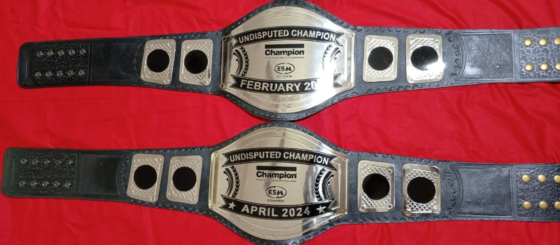 Custom Name and ESM Logo Wrestling Championship Belt poshleathers-14b7