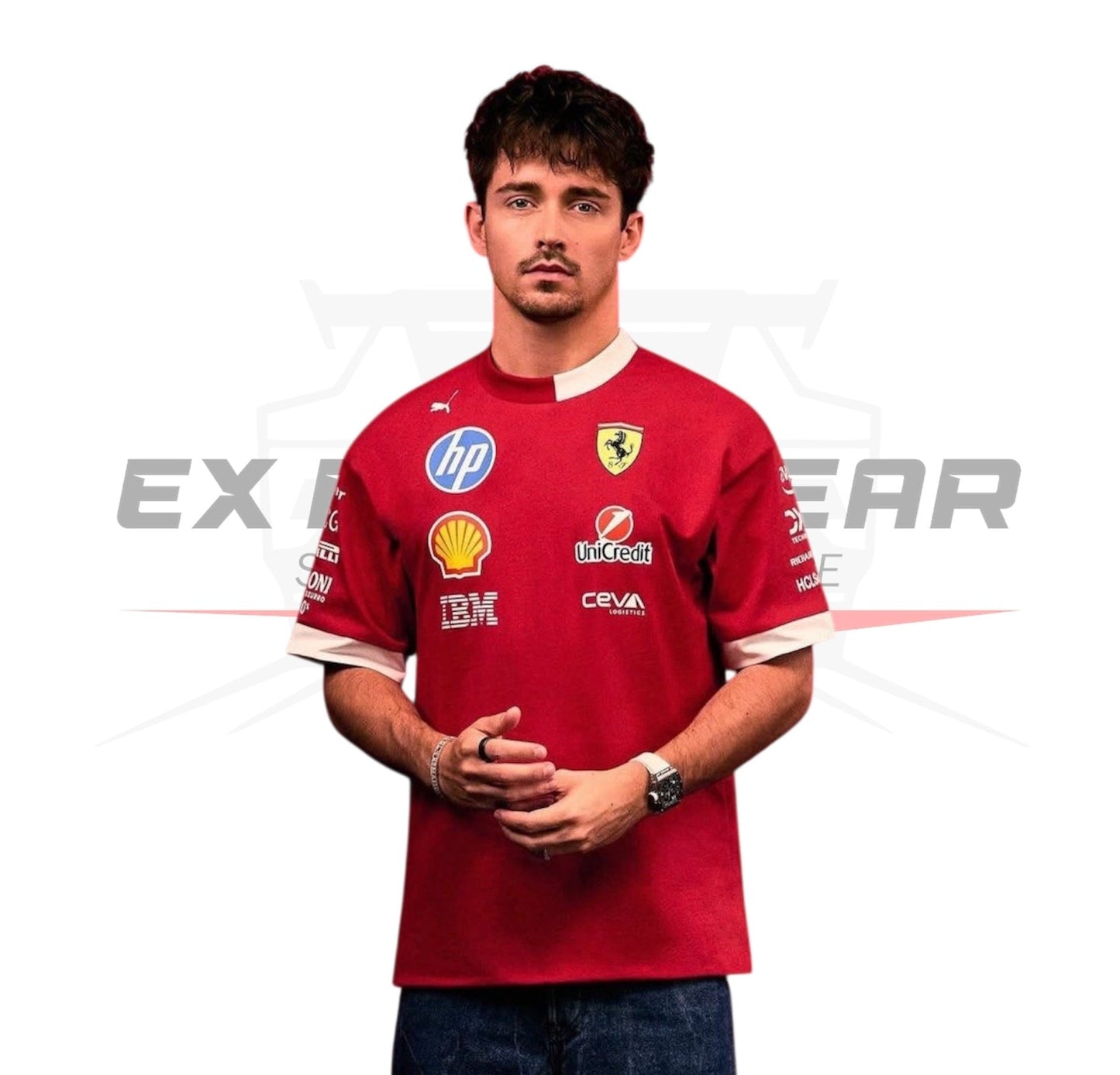 F1 Scuderia Ferrari 2025 Oversized Driver Replica T-shirt Ex Race Gear