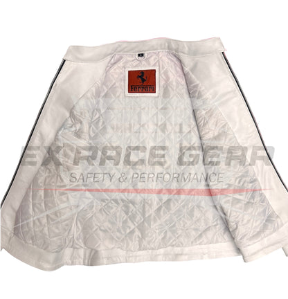 Ferrari Pink Leather F1 Racing Jacket – Vintage Edition