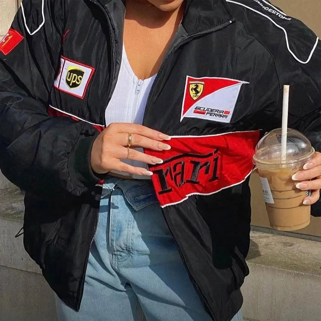 Ferrari F1 Vintage Black Jacket | Classic Motorsport Apparel