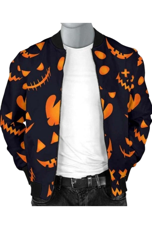 Halloween Pumpkins Pattern Black Jacket – Spooky Seasonal Streetwear Ex Race Gear