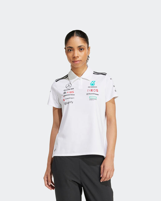 Womens 2025 Team Polo White Mercedes-AMG PETRONAS F1 Team