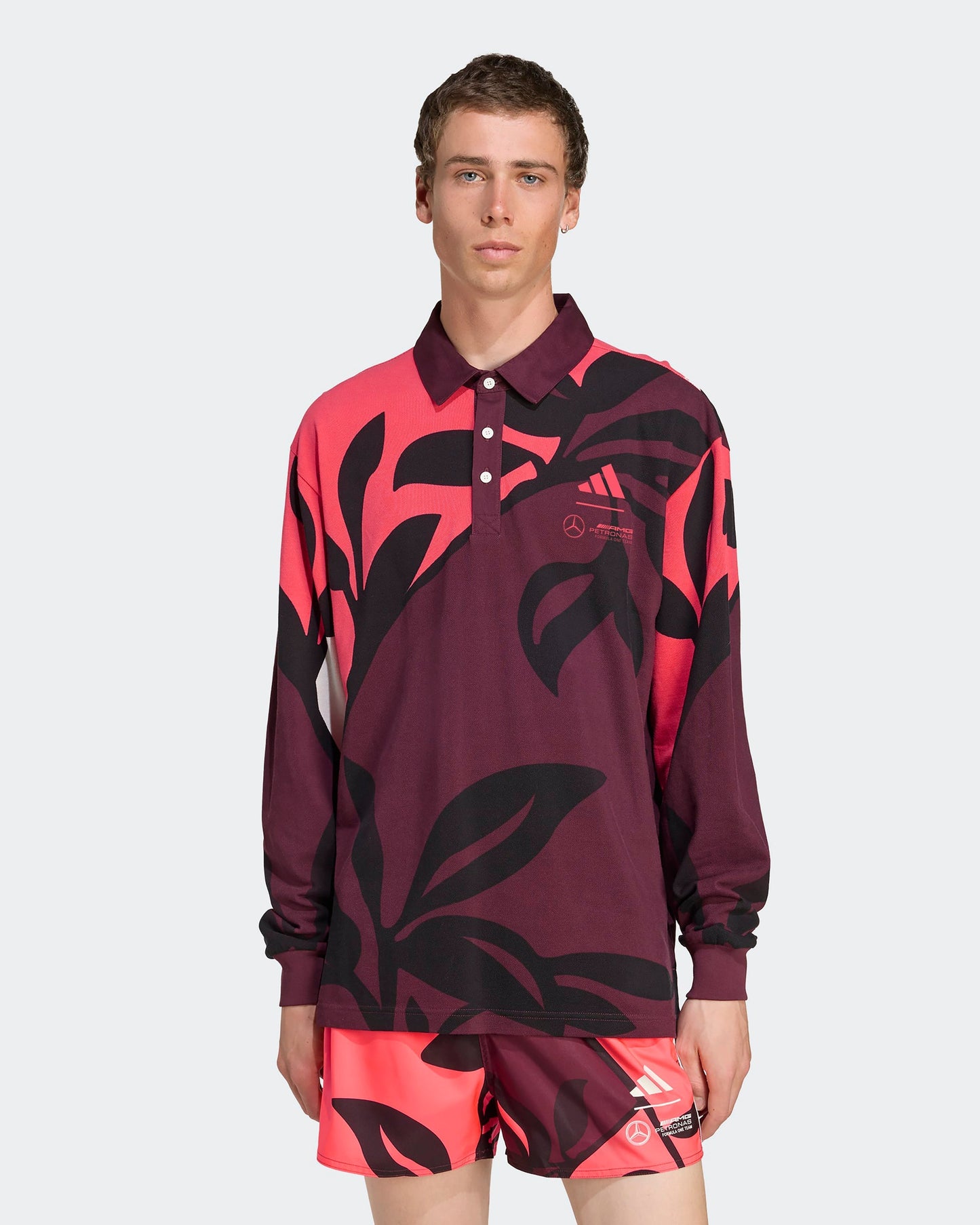 Mens Miami Long Sleeve Polo Floral Mercedes-AMG PETRONAS F1 Team