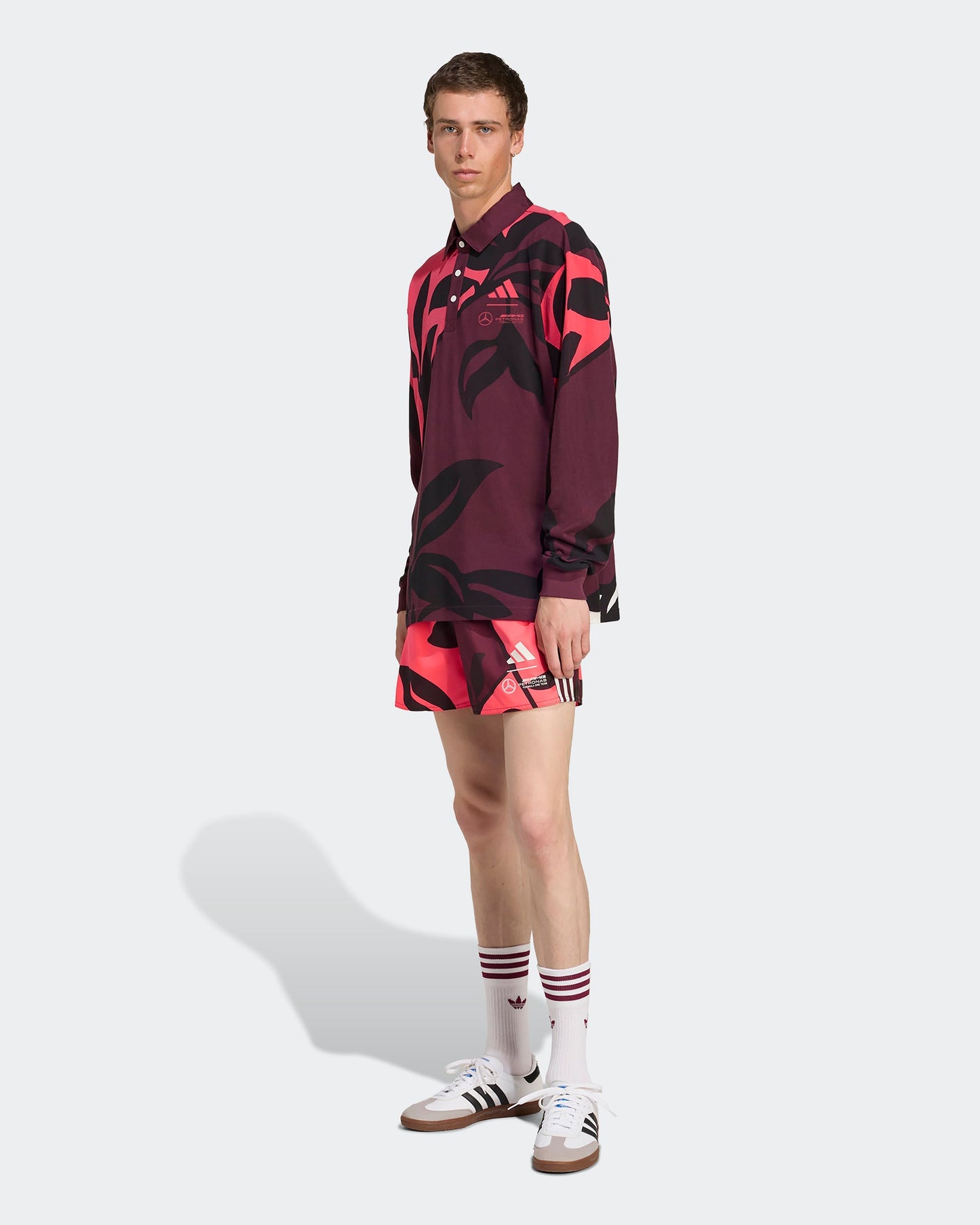 Mens Miami Long Sleeve Polo Floral Mercedes-AMG PETRONAS F1 Team