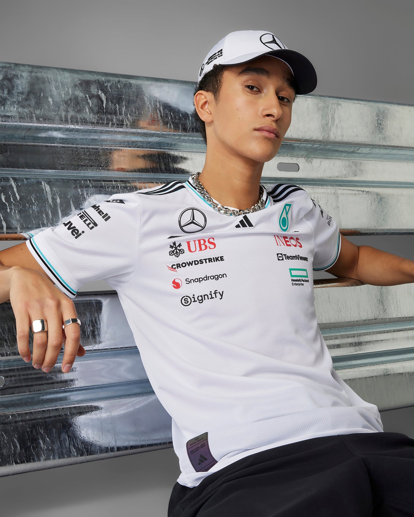 Mens 2025 Authentic Driver Tee White - Ex Race Gear