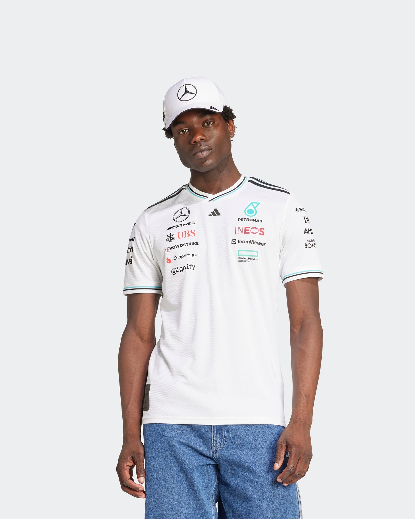 Mens 2025 Authentic Driver Tee White - Ex Race Gear