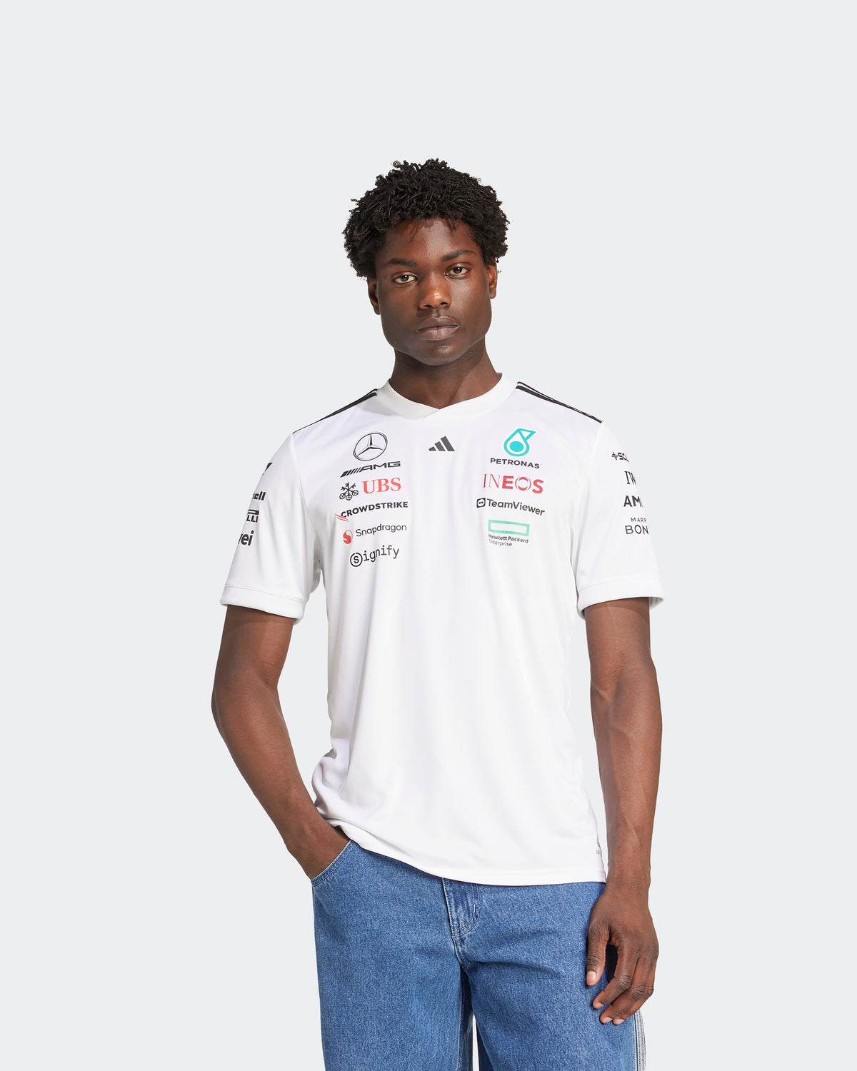 Mens 2025 Team Driver Tee White - Ex Race Gear