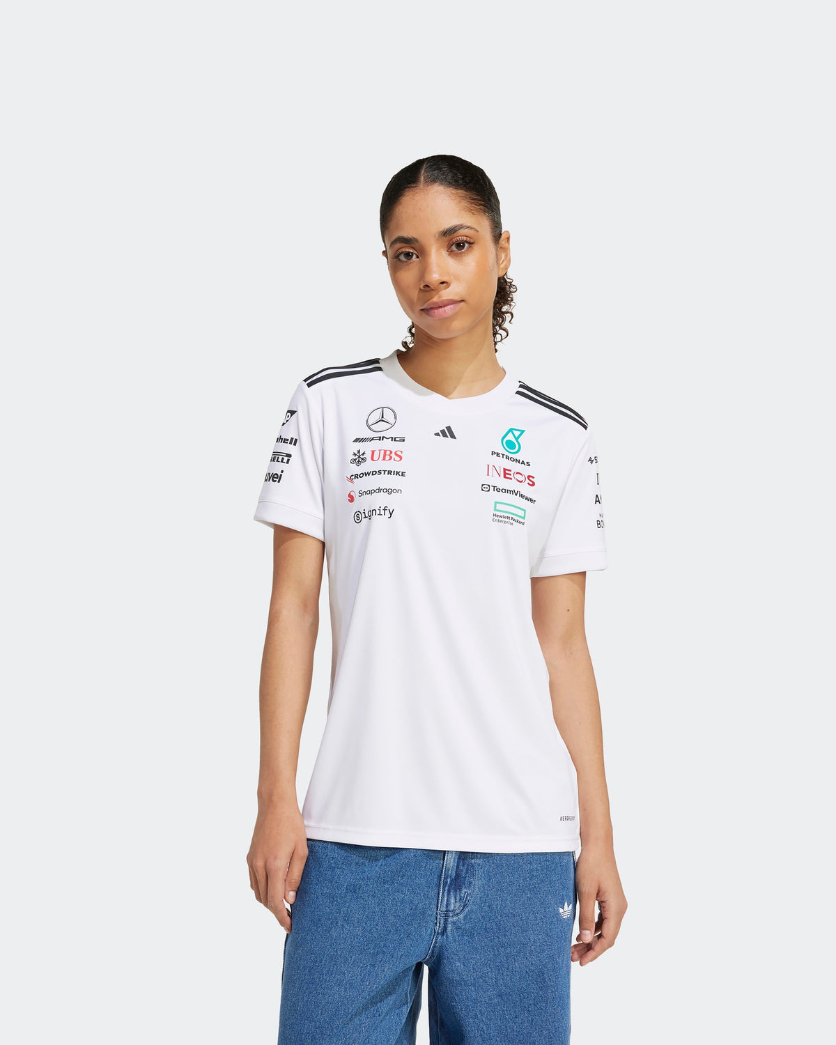 Womens 2025 Team Driver Tee White Mercedes-AMG PETRONAS F1 Team