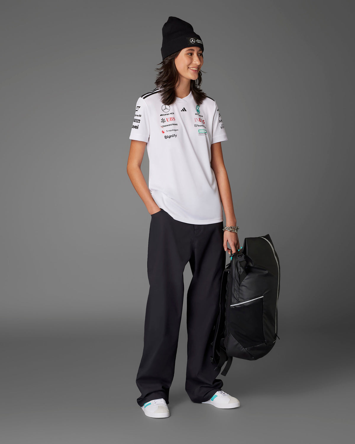 Womens 2025 Team Driver Tee White Mercedes-AMG PETRONAS F1 Team