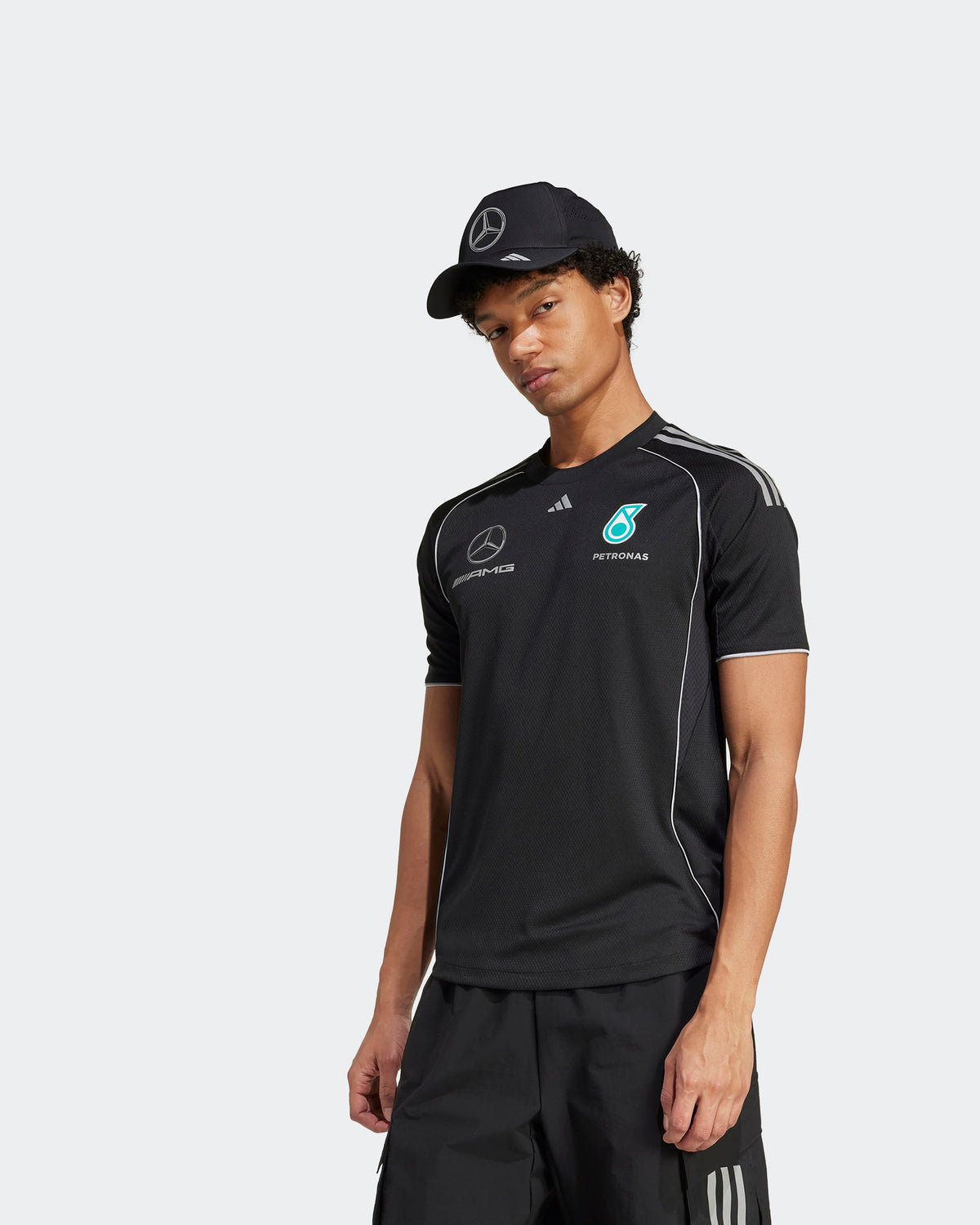 Mens 2025 Mechanics Tee Black Mercedes-AMG PETRONAS F1 Team