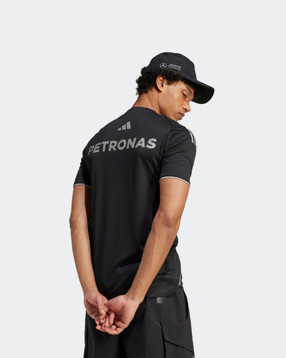 Mens 2025 Mechanics Tee Black Mercedes-AMG PETRONAS F1 Team