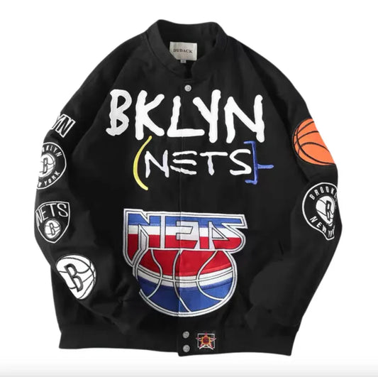 Rare BROOKLYN NETS Vintage Embroidered Jacket - Unisex SHABA Collection