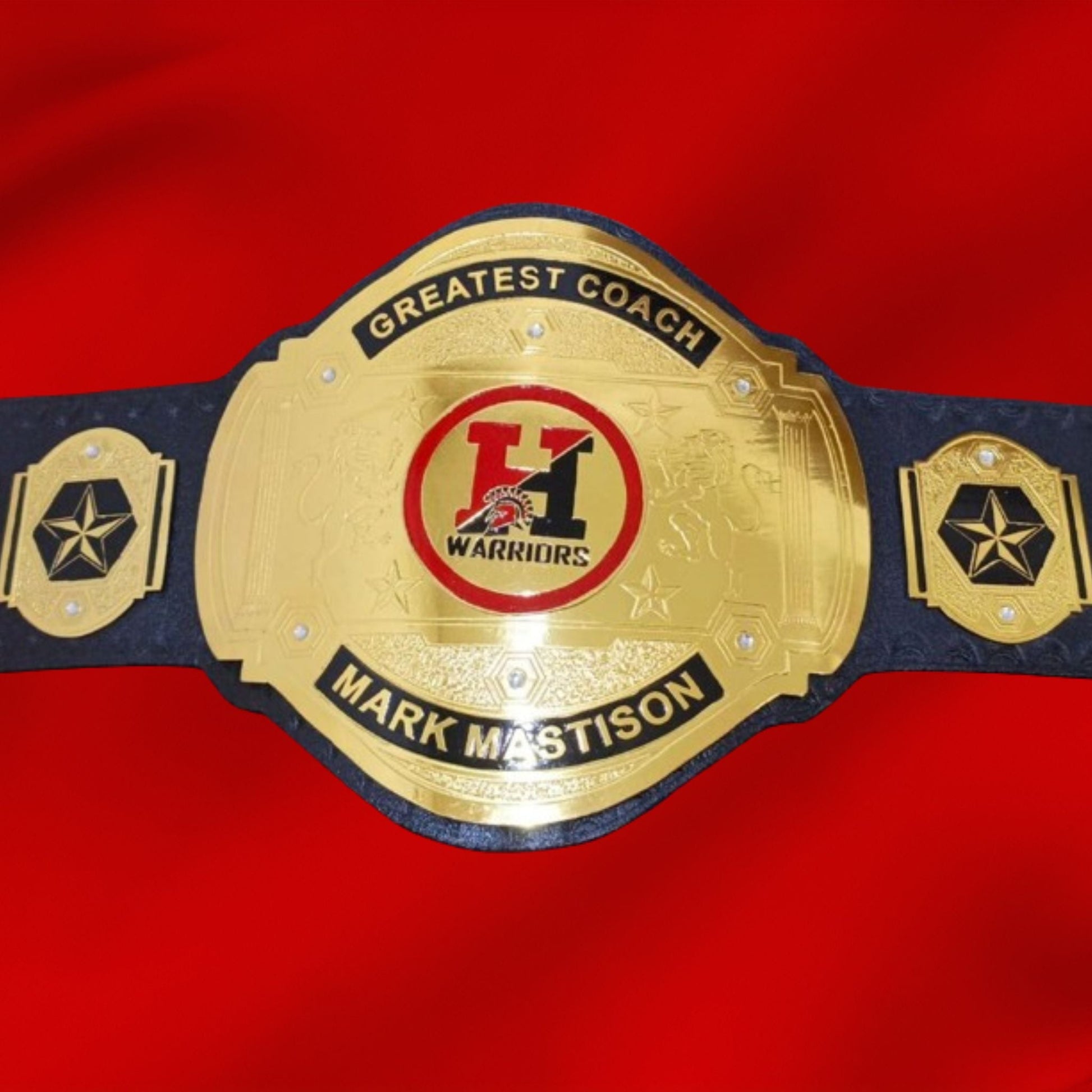 Custom Name and H Warriors Logo Wrestling Championship Belt poshleathers-14b7