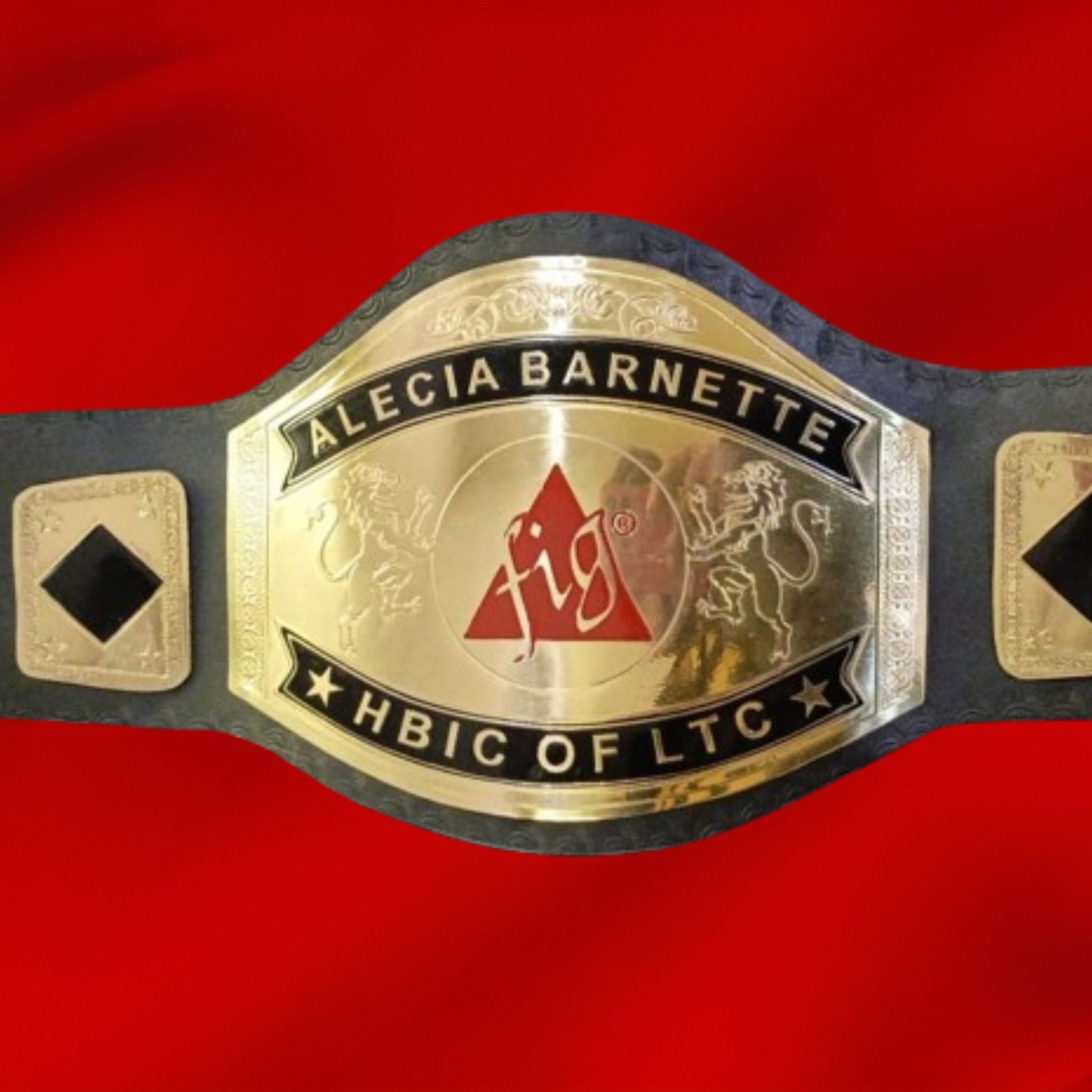 Custom Name and Fig Triangle Logo Wrestling Championship Belt poshleathers-14b7