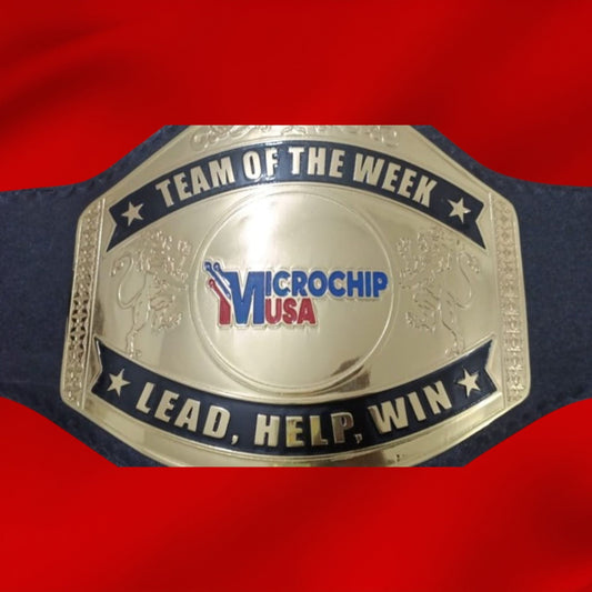 Custom Name and Microchip USA Logo Wrestling Championship Belt poshleathers-14b7