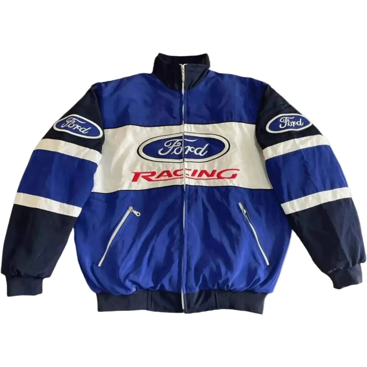 Vintage Ford F1 Racing Bomber Jacket - Embroidered Motorsport Gear - Ex Race Gear