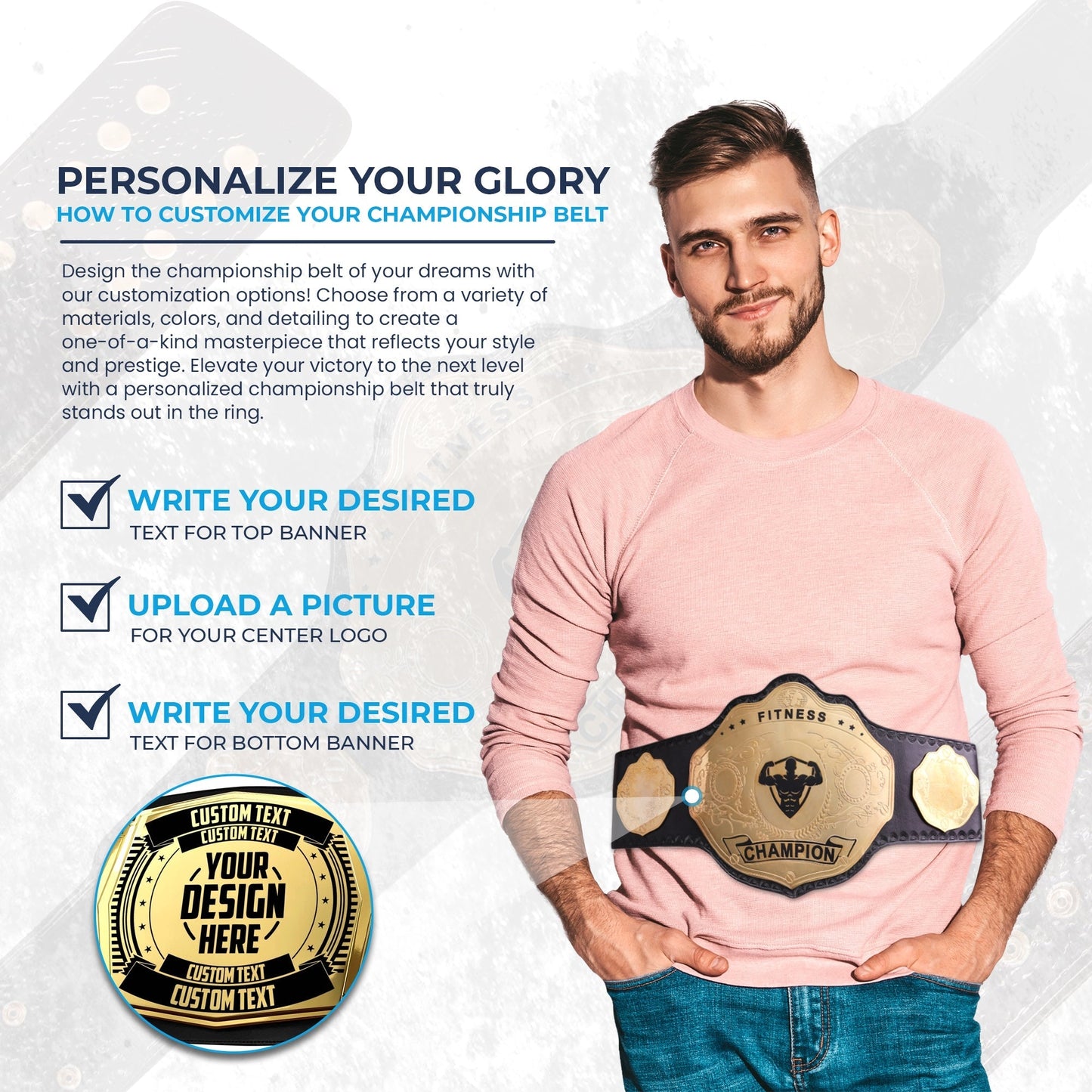 Weightlifting & Fitness Custom Championship Belt Customize Wrestling Belts