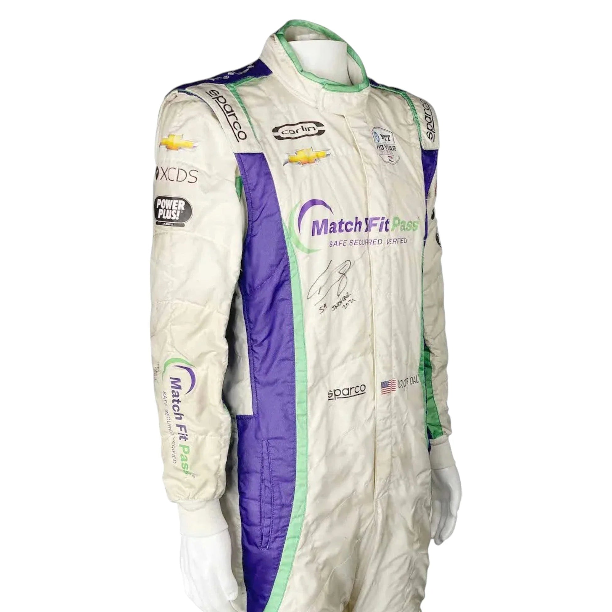 2021 Conor Daly Signed Race Suit - Carlin Racing Gateway Sparco IndyCar Ex Race Gear