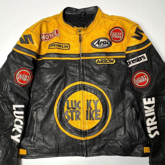 Lucky Strike Leather Jacket Men MotoLords